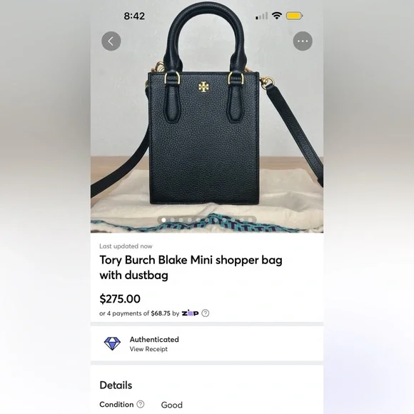 Authentic Tory Burch Blake Mini shopper bag with dustbag - Picture 3 of 13